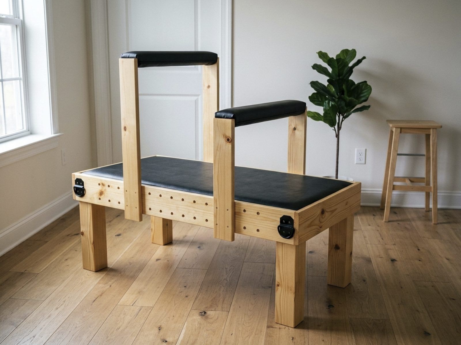 Lit de bondage BDSM en bois réglable avec 2 barres rembourrées mobiles, plan PDF à fabriquer soi-même